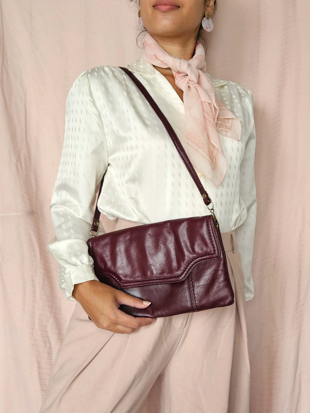 Vintage schoudertas cognac leer