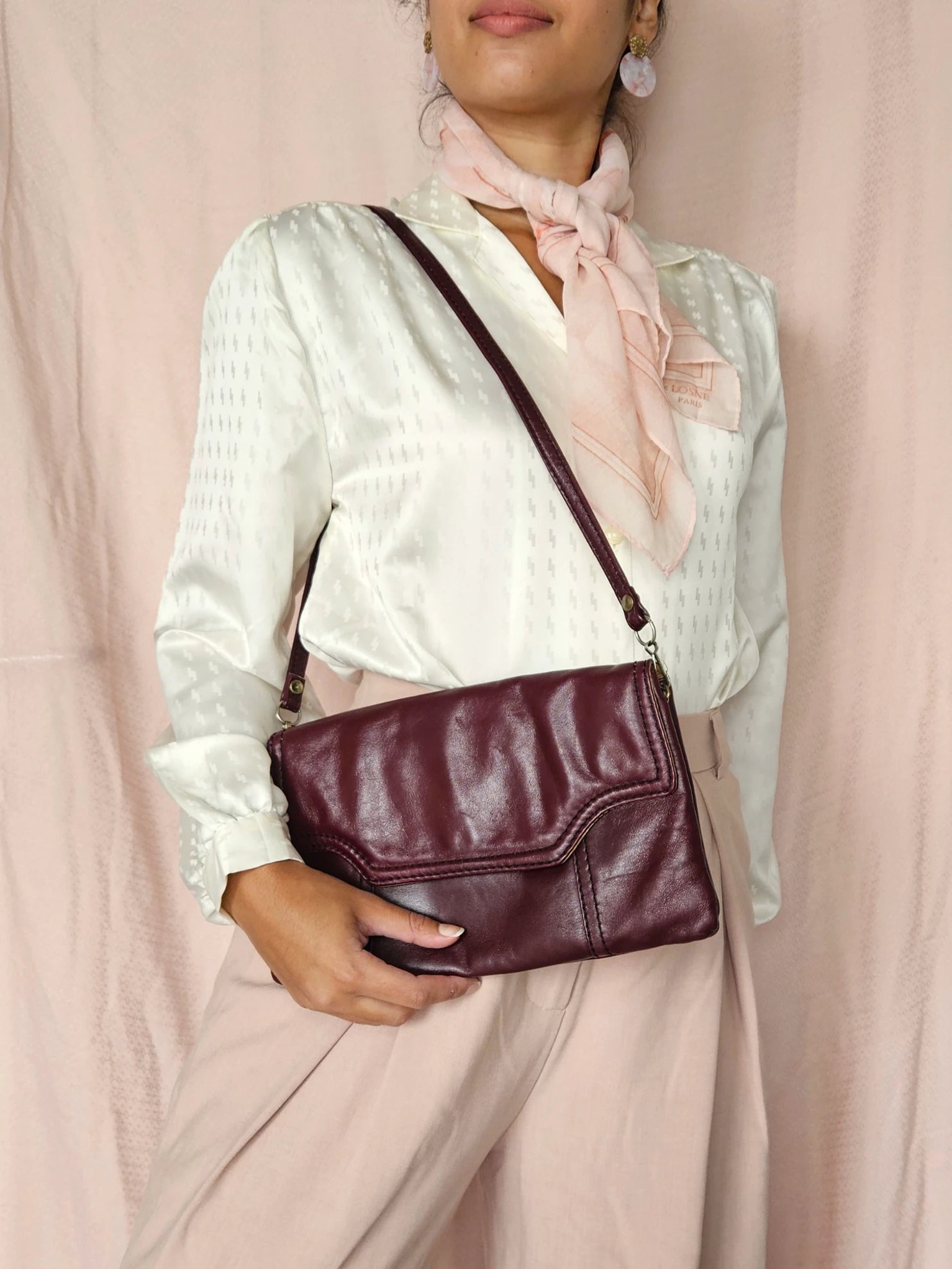 Vintage schoudertas cognac leer