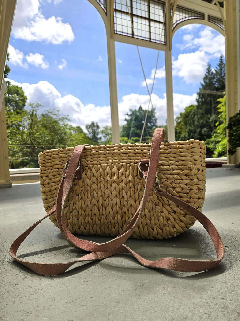Vintage handtas van riet