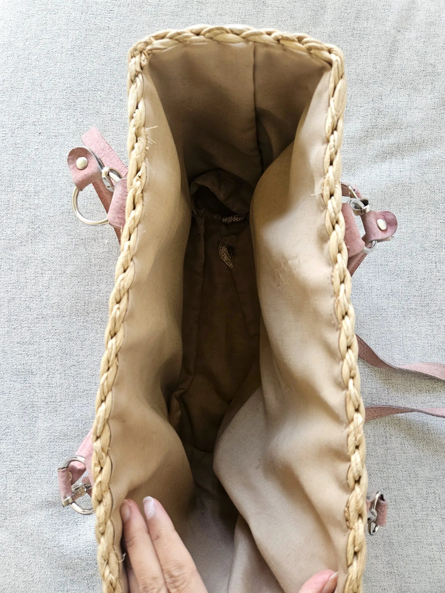 Vintage handtas van riet