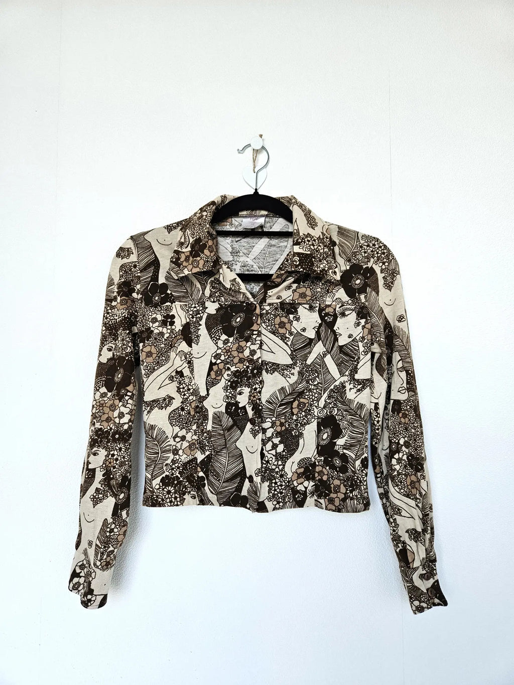 Jaren 70 cropped top bruin, katoen | XS