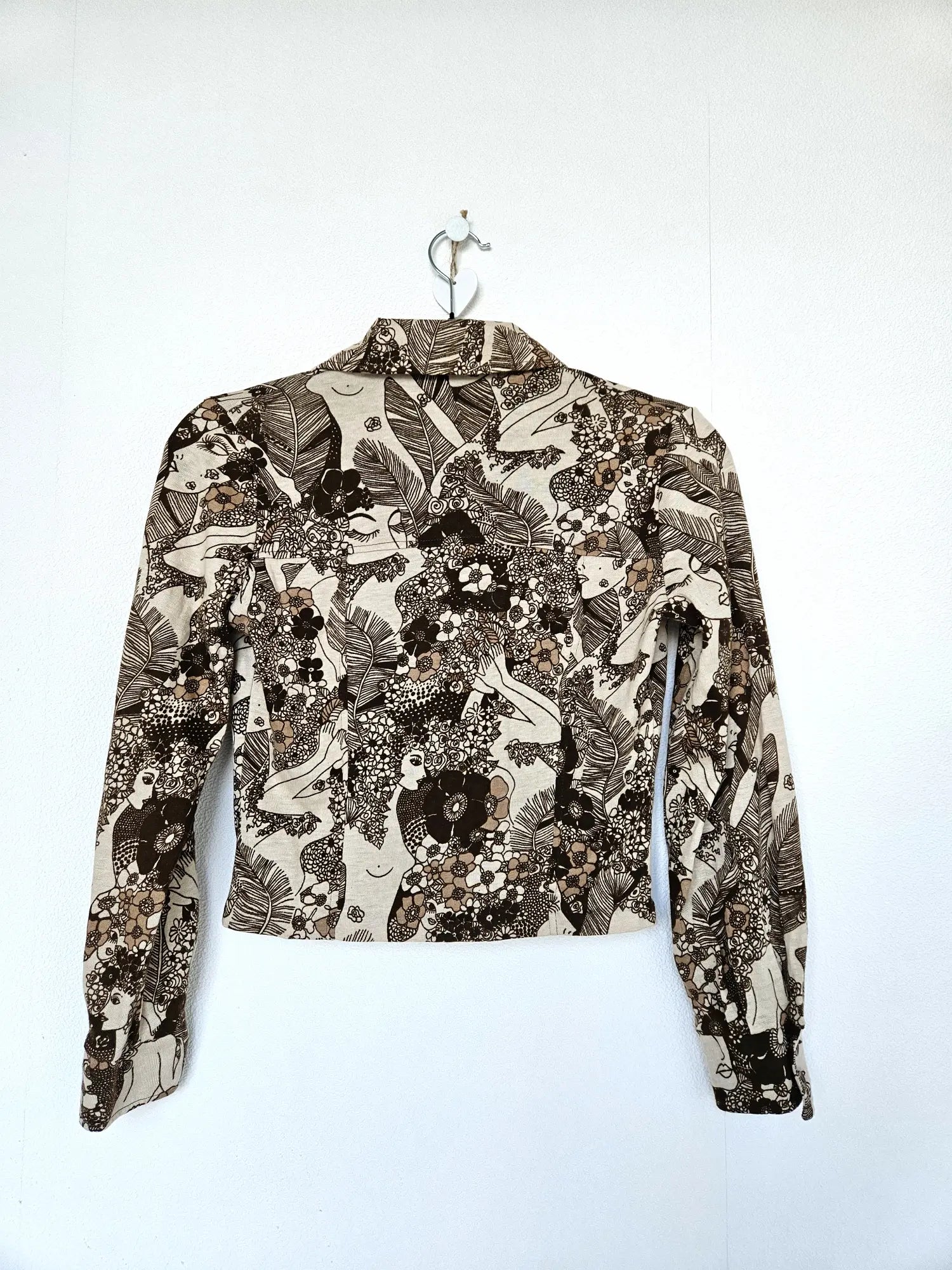 Jaren 70 cropped top bruin, katoen | XS