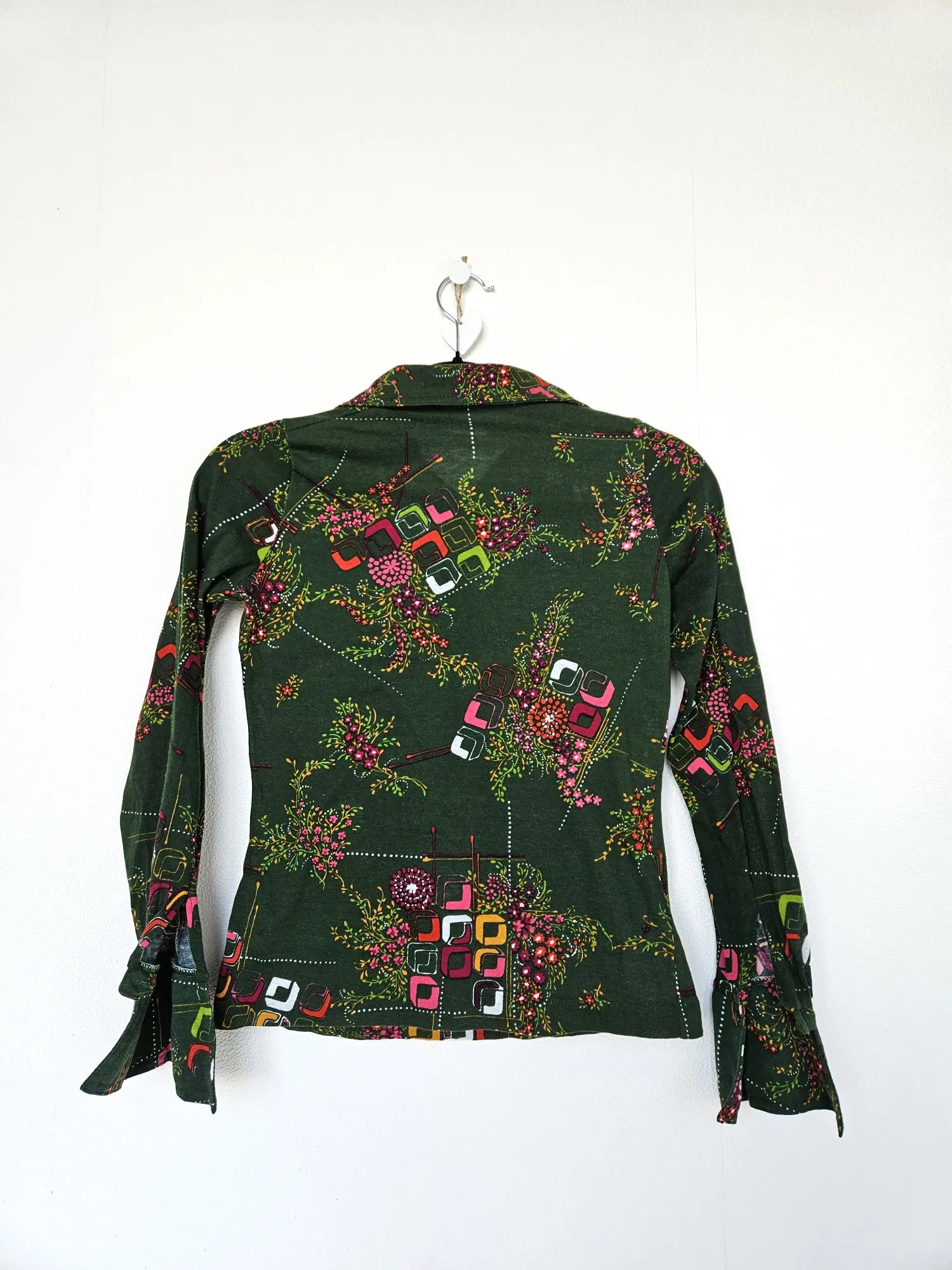 Jaren 70 top donkergroen, katoen | XS