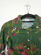 Jaren 70 top donkergroen, katoen | XS