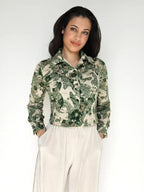 Jaren 70 cropped top groen, katoen | XS