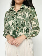 Jaren 70 cropped top groen, katoen | XS