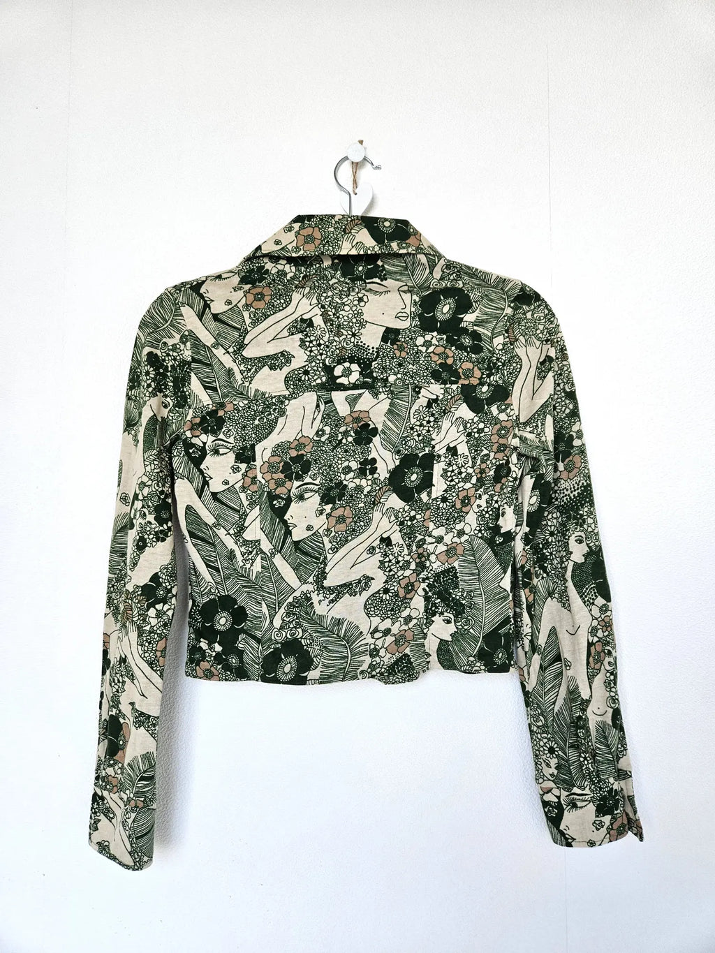 Jaren 70 cropped top groen, katoen | XS