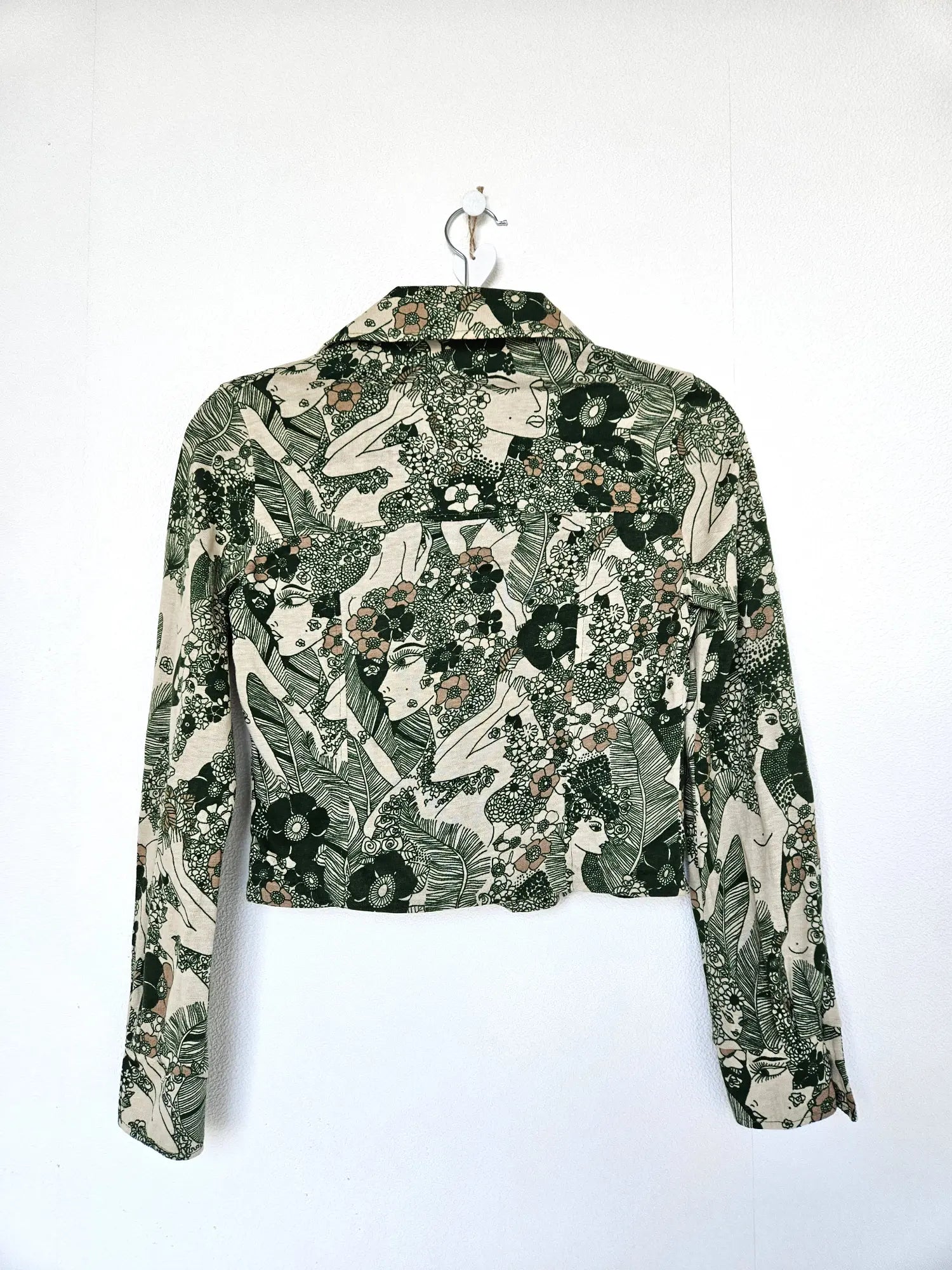 Jaren 70 cropped top groen, katoen | XS