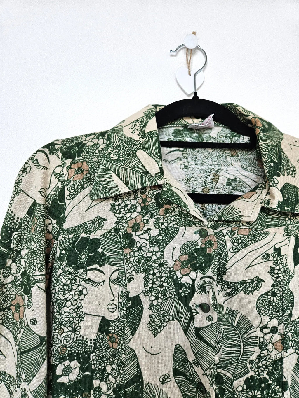Jaren 70 cropped top groen, katoen | XS