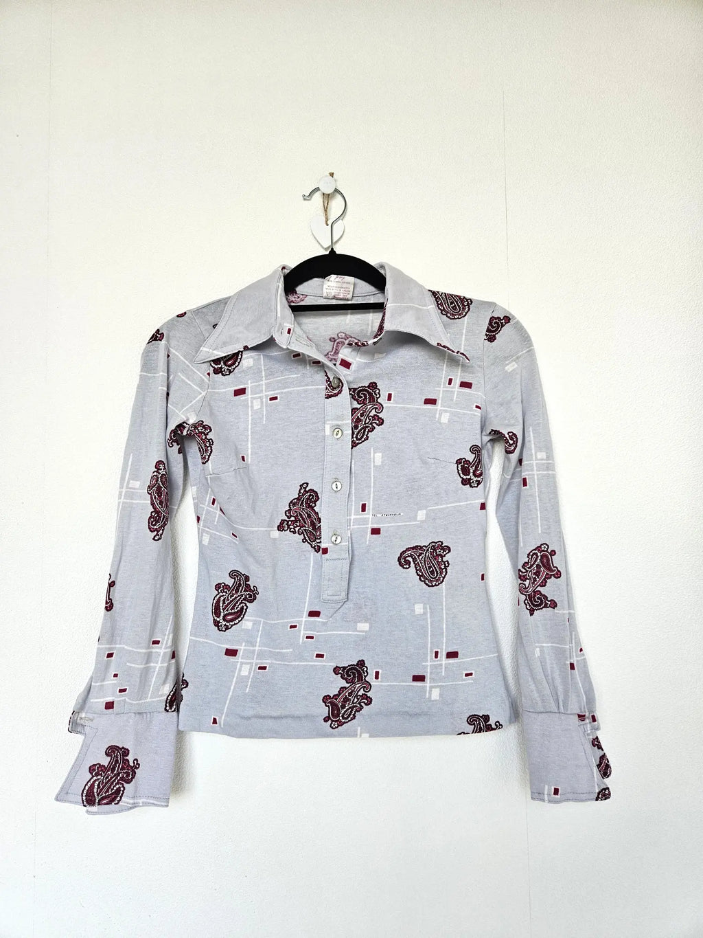 Jaren 70 top lichtblauw, katoen | XS