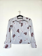 Jaren 70 top lichtblauw, katoen | XS