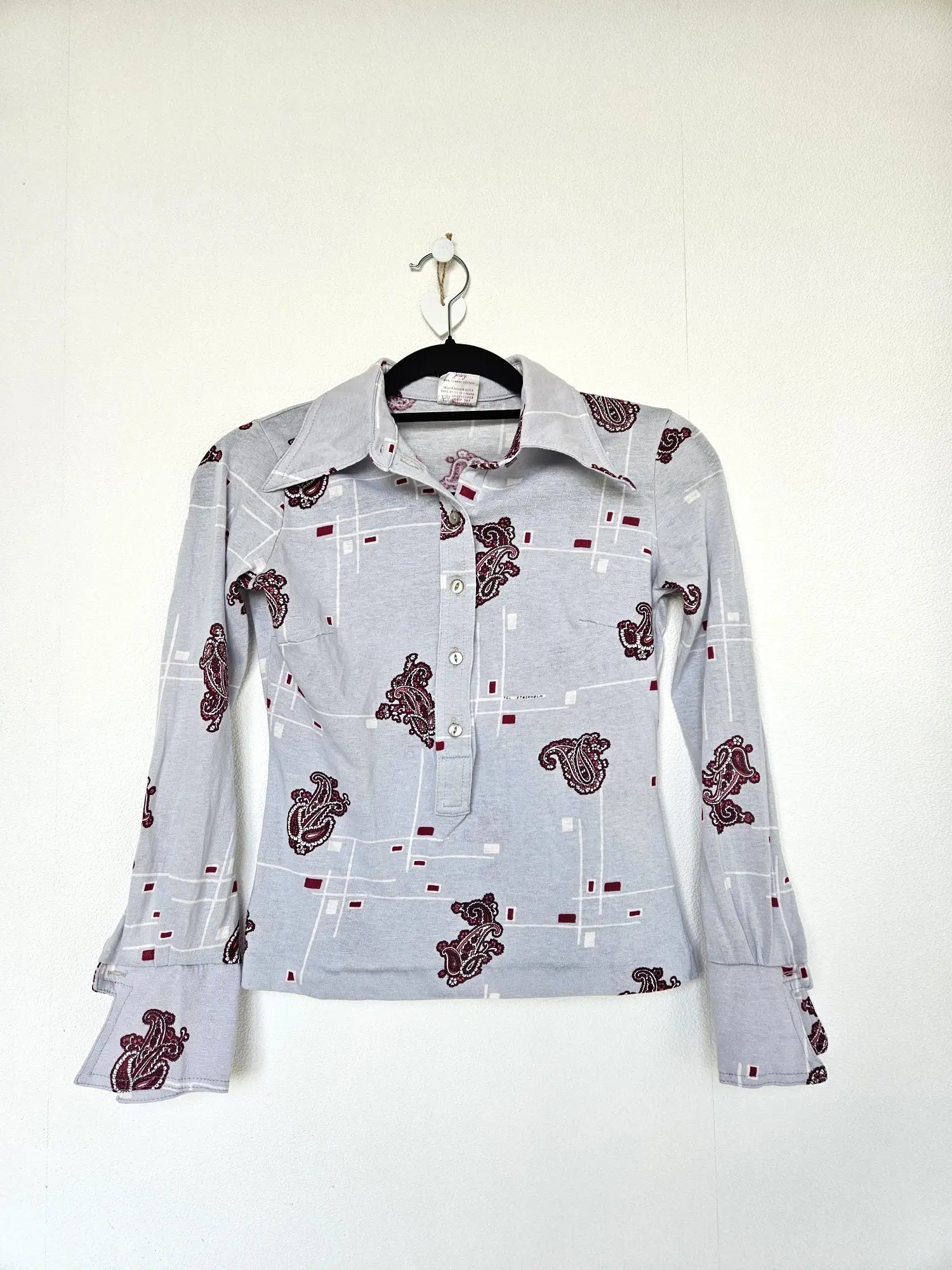 Jaren 70 top lichtblauw, katoen | XS
