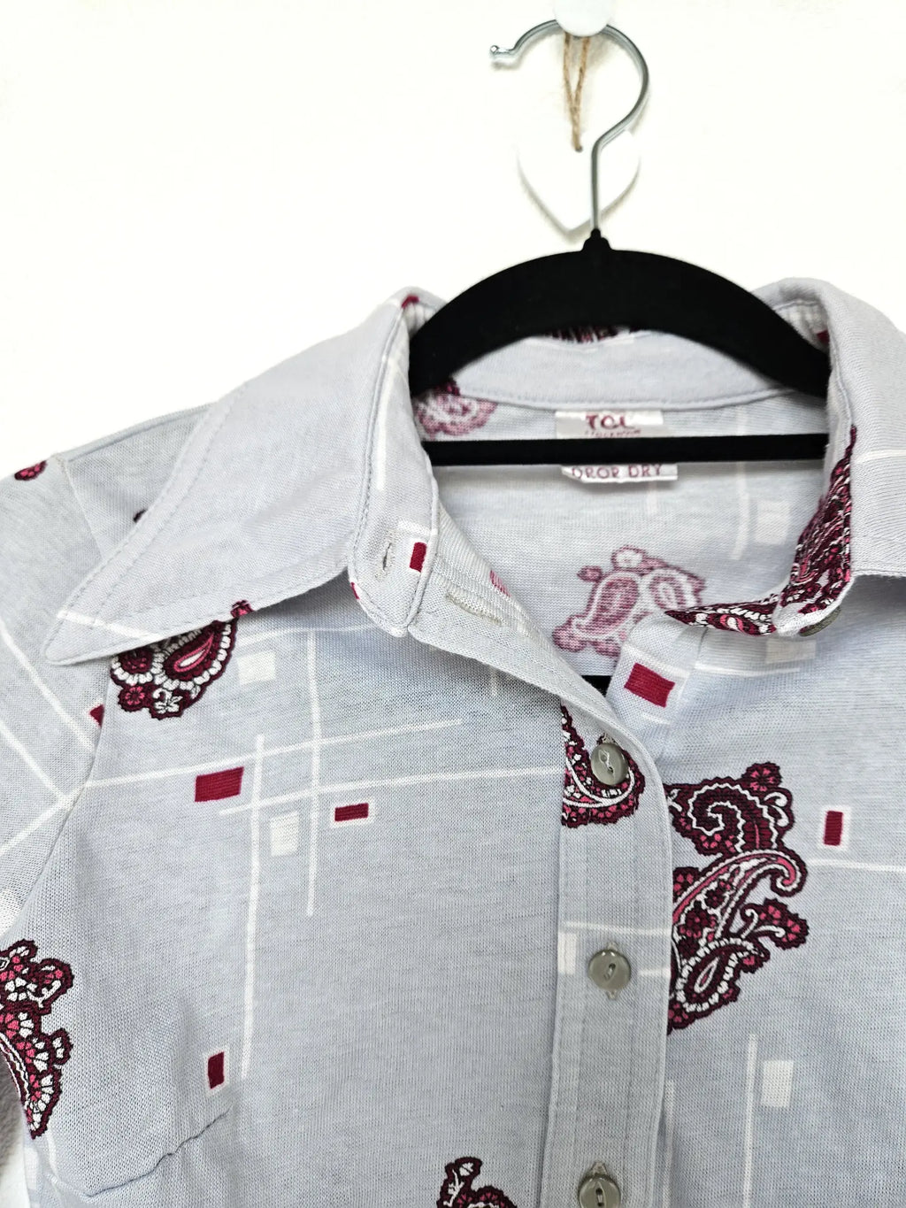 Jaren 70 top lichtblauw, katoen | XS