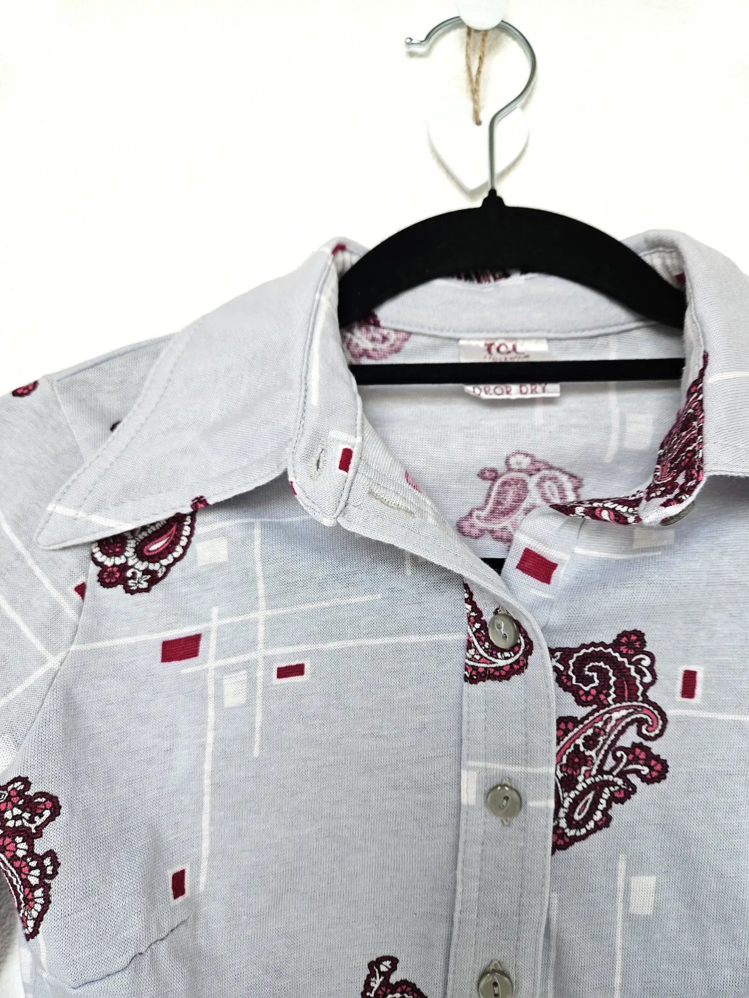 Jaren 70 top lichtblauw, katoen | XS