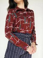 Jaren 70 top donkerrood, katoen | L