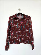 Jaren 70 top donkerrood, katoen | L