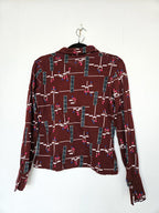 Jaren 70 top donkerrood, katoen | L