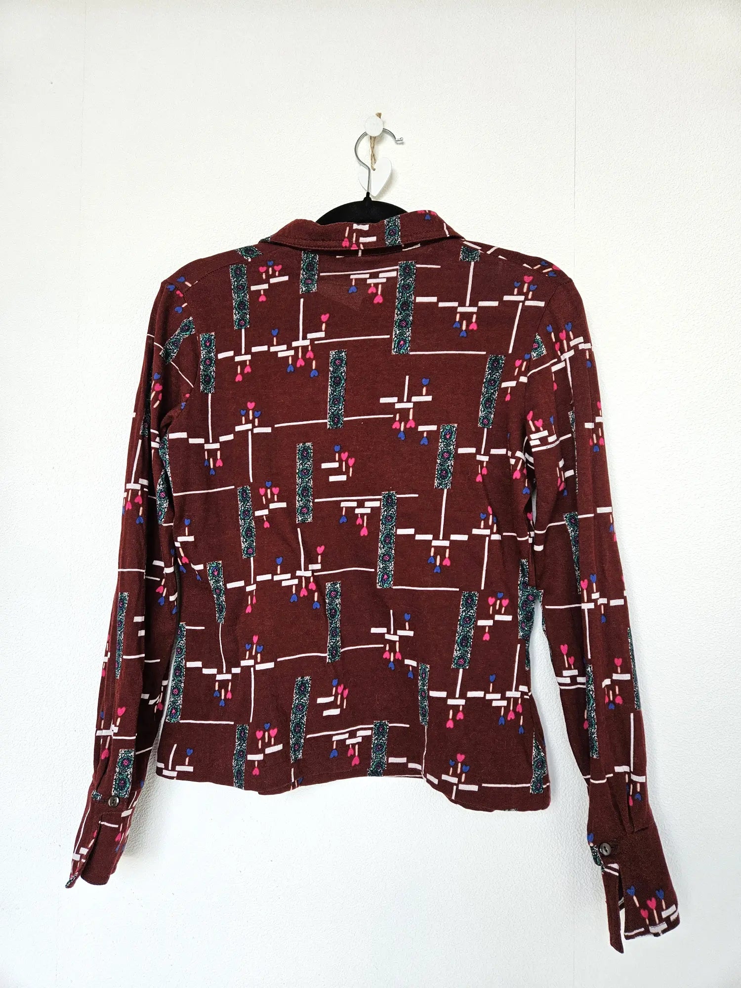 Jaren 70 top donkerrood, katoen | L