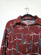 Jaren 70 top donkerrood, katoen | L