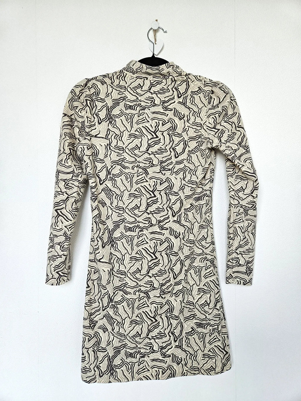 Jaren 70 top met bruine print, katoen | XS