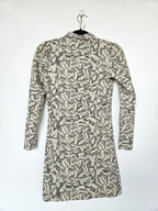 Jaren 70 top met bruine print, katoen | XS