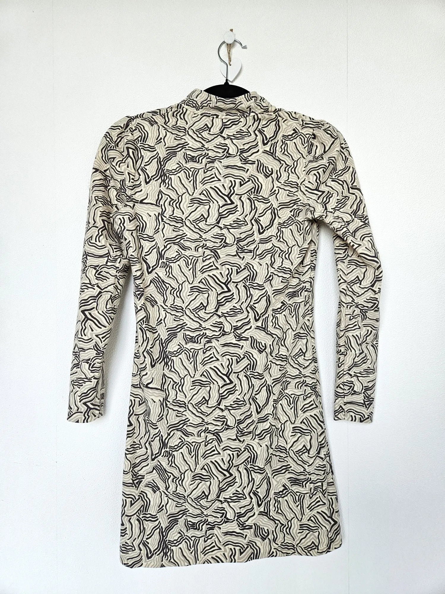 Jaren 70 top met bruine print, katoen | XS