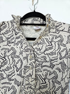 Jaren 70 top met bruine print, katoen | XS