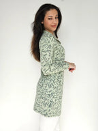 Jaren 70 top met groene print, katoen | S