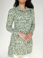Jaren 70 top met groene print, katoen | S