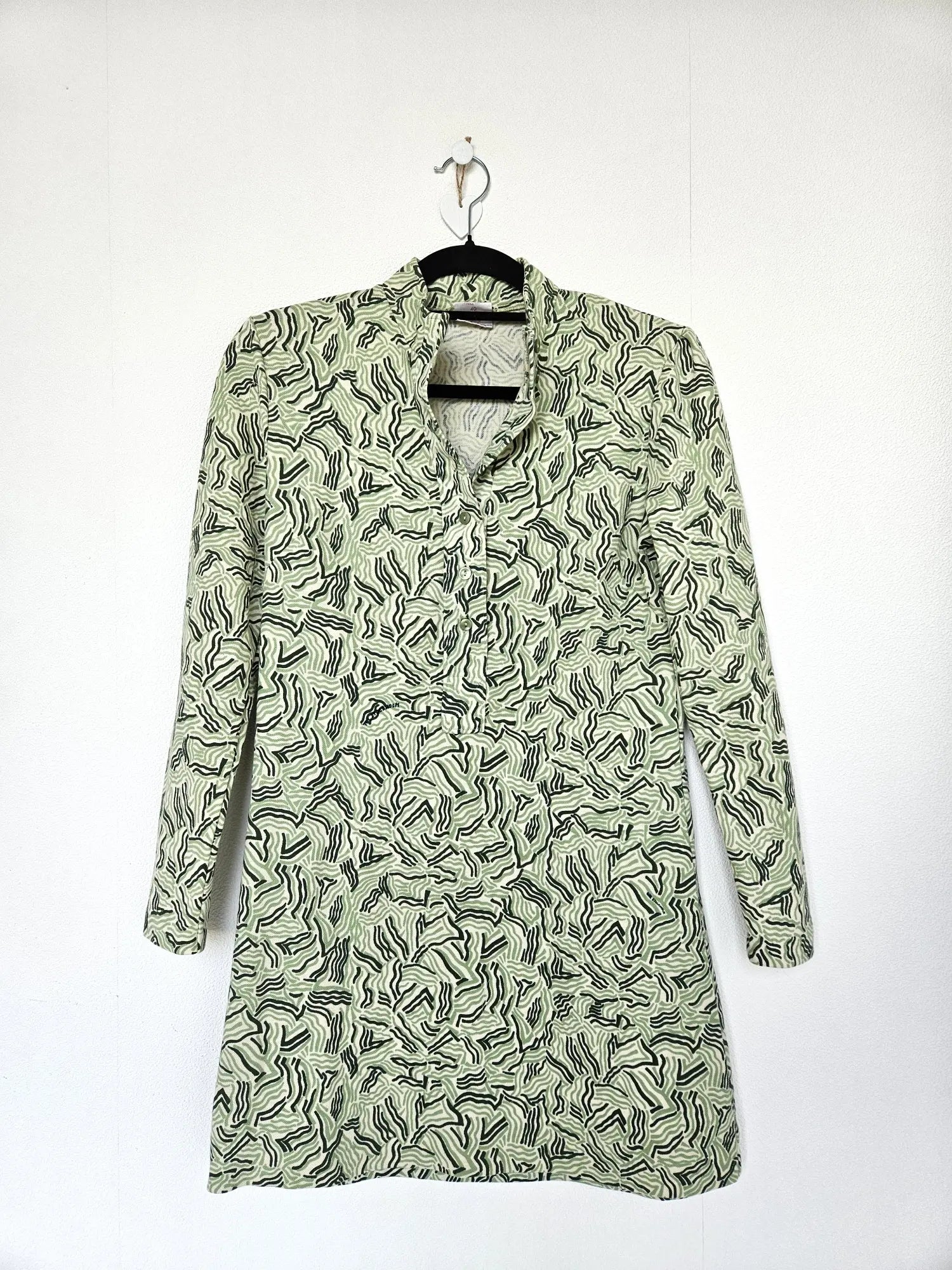 Jaren 70 top met groene print, katoen | S