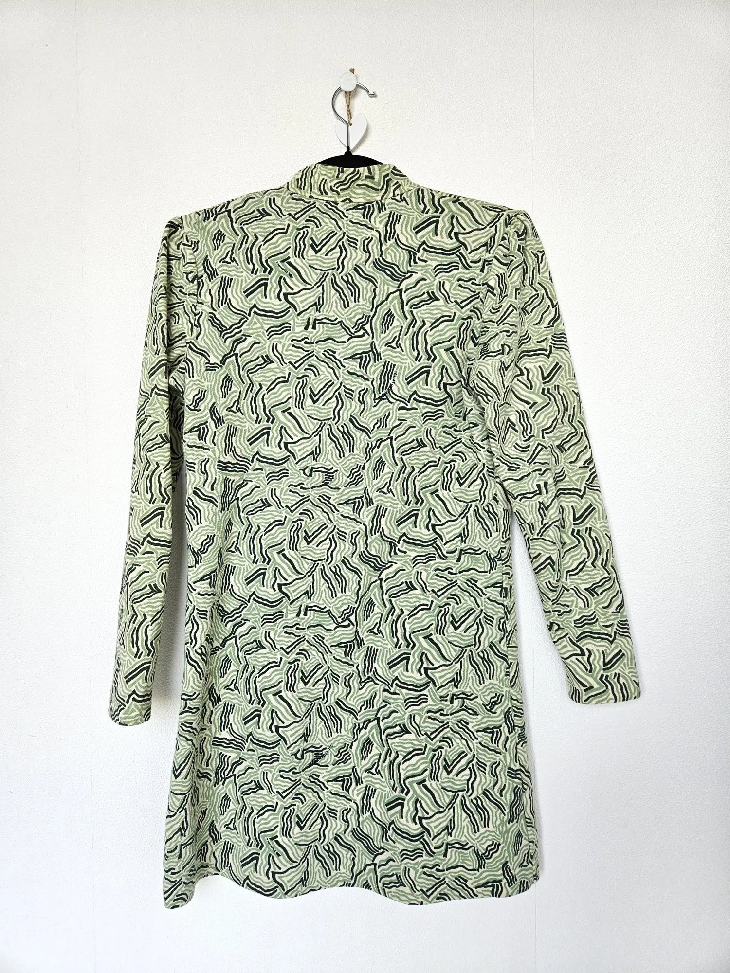 Jaren 70 top met groene print, katoen | S