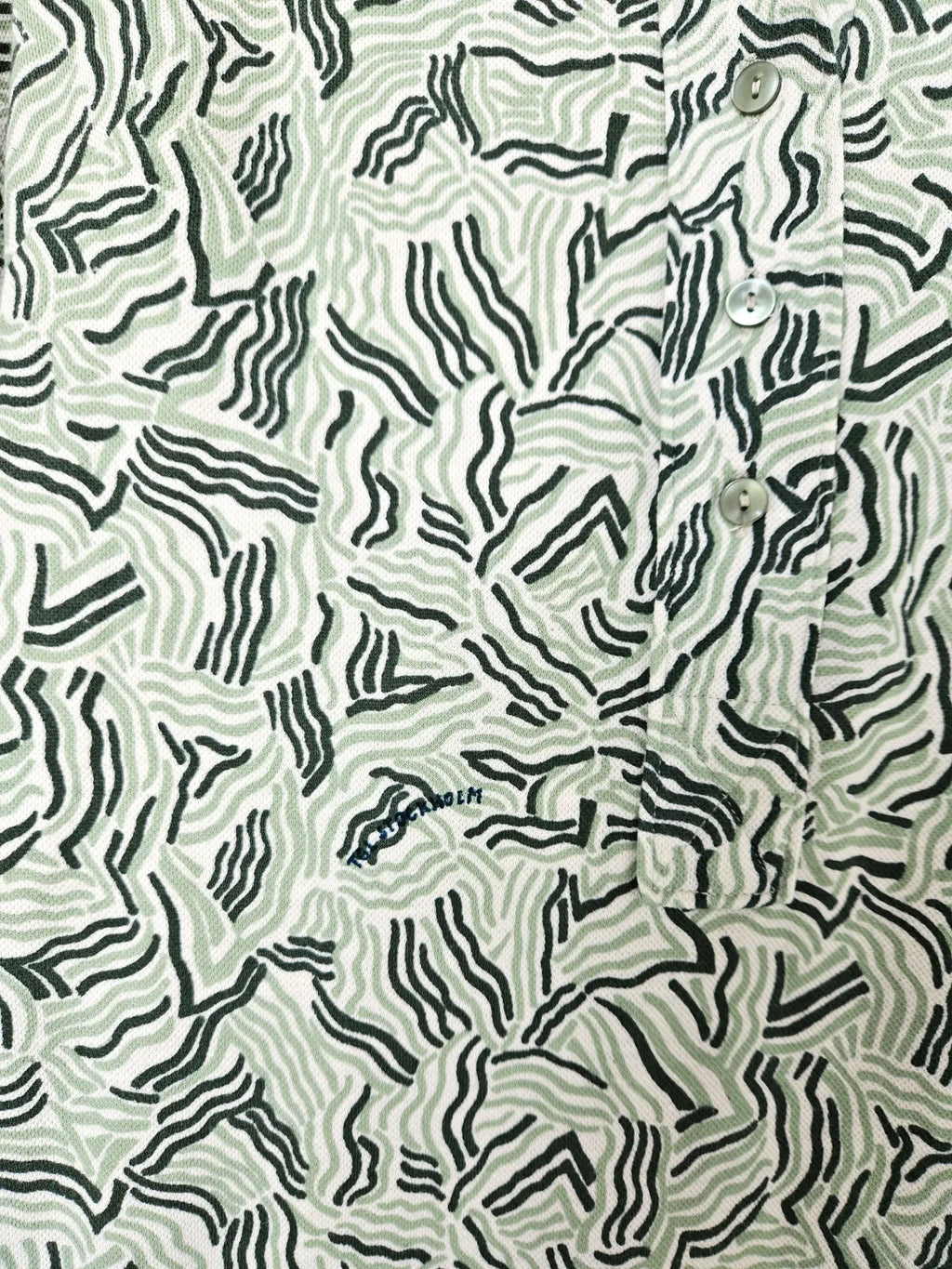Jaren 70 top met groene print, katoen | S