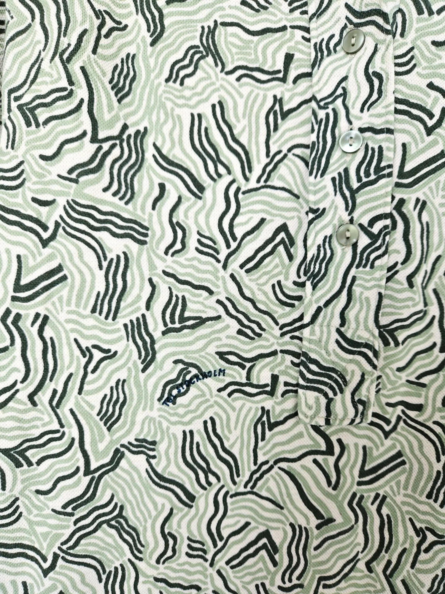 Jaren 70 top met groene print, katoen | S