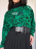 groene vintage trui met bloemen