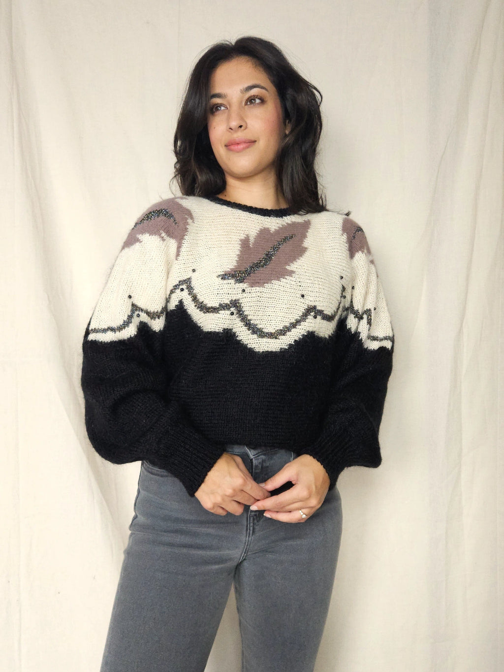 Vintage sweater Feathers &amp; Glitter | 3XL