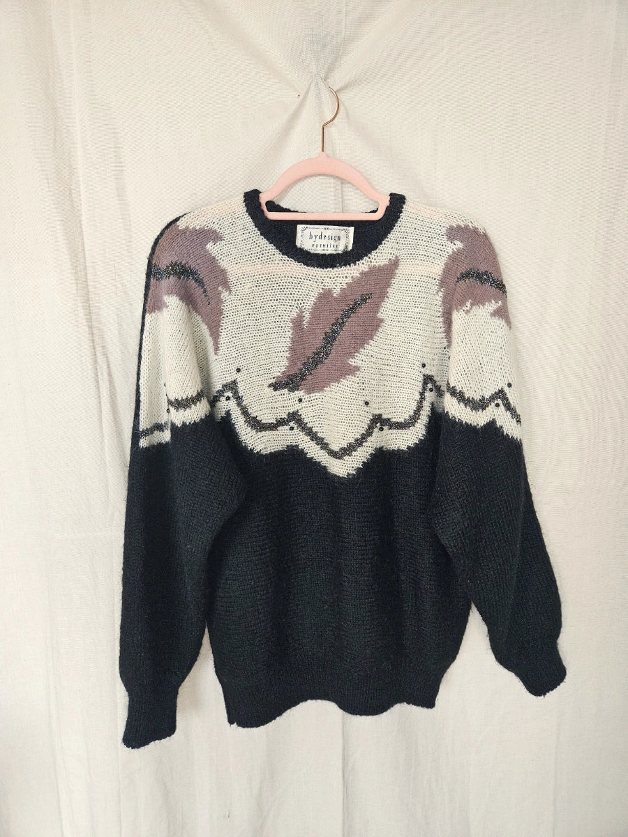 Vintage trui Feathers & Glitter | 3XL
