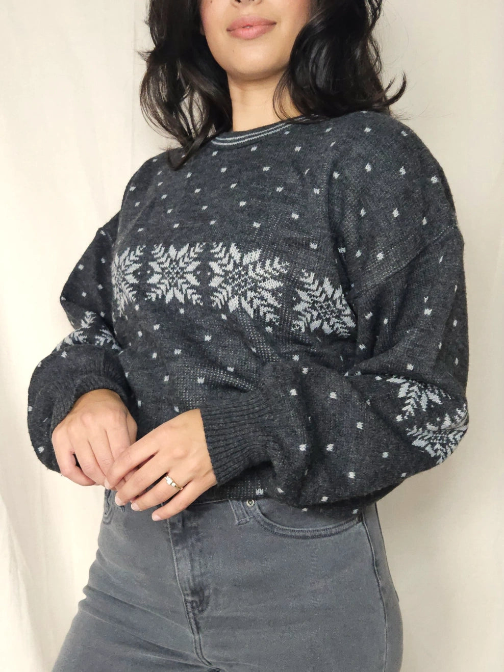 Vintage trui Snowy Snowflakes | free size