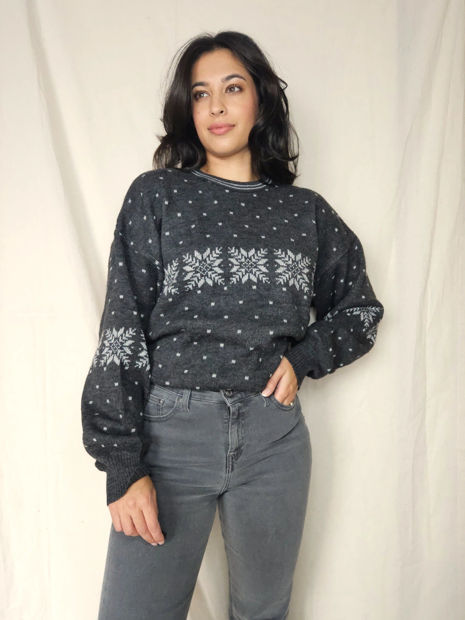 Vintage trui Snowy Snowflakes | free size