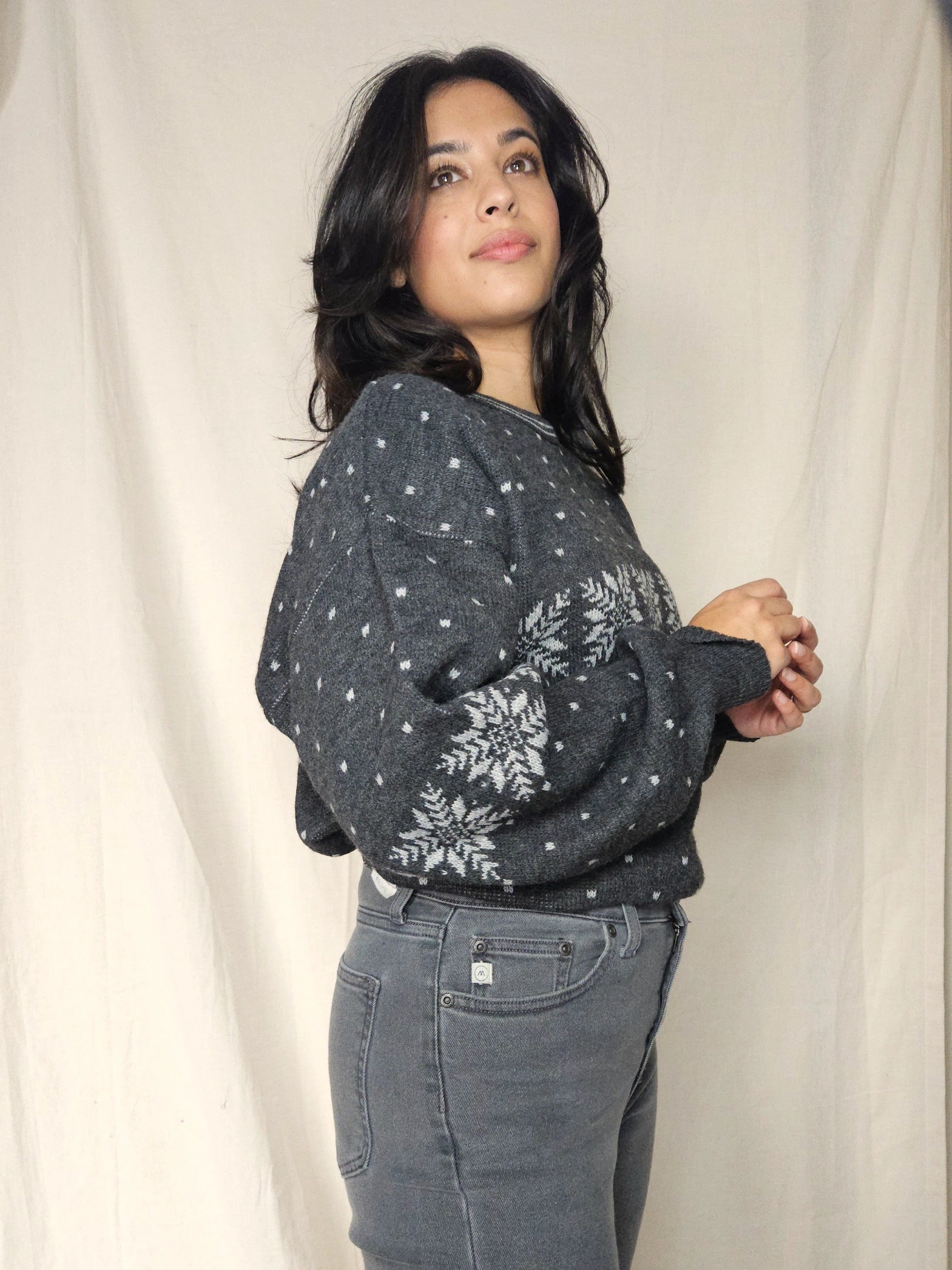Vintage trui Snowy Snowflakes | free size