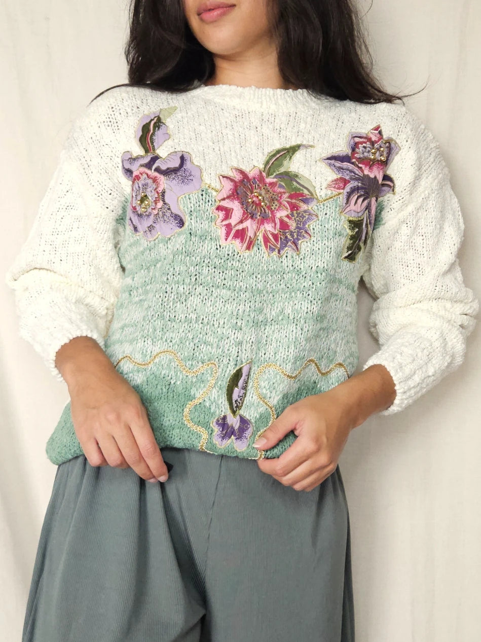 Vintage trui Story of Flowers | M