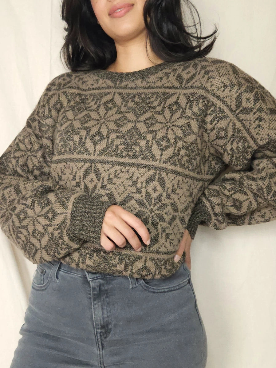 Vintage trui Snowflake Patterns | free size
