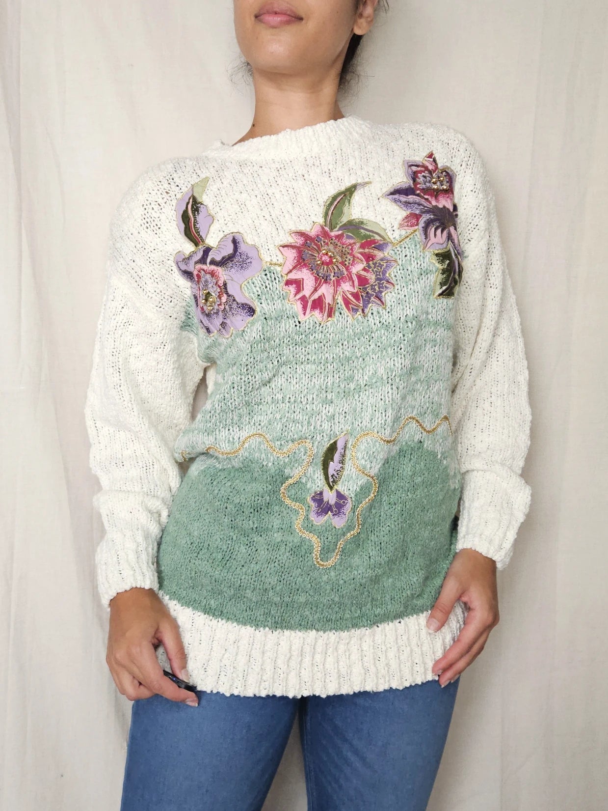 Vintage trui Story of Flowers | M