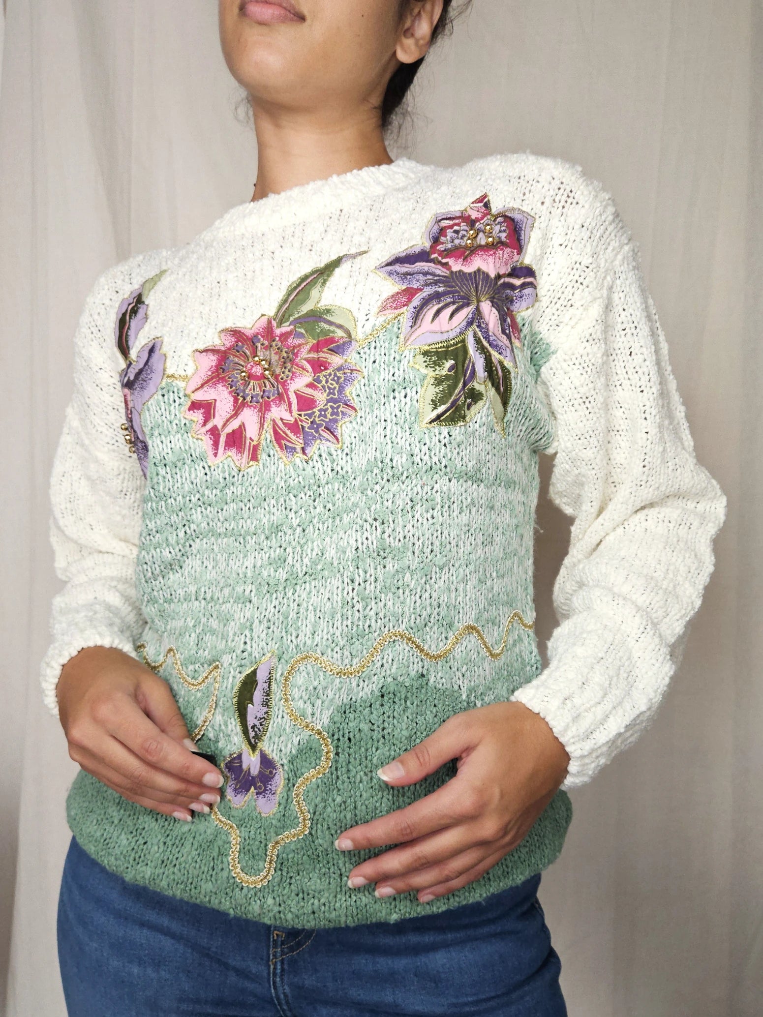 Vintage trui Story of Flowers | M
