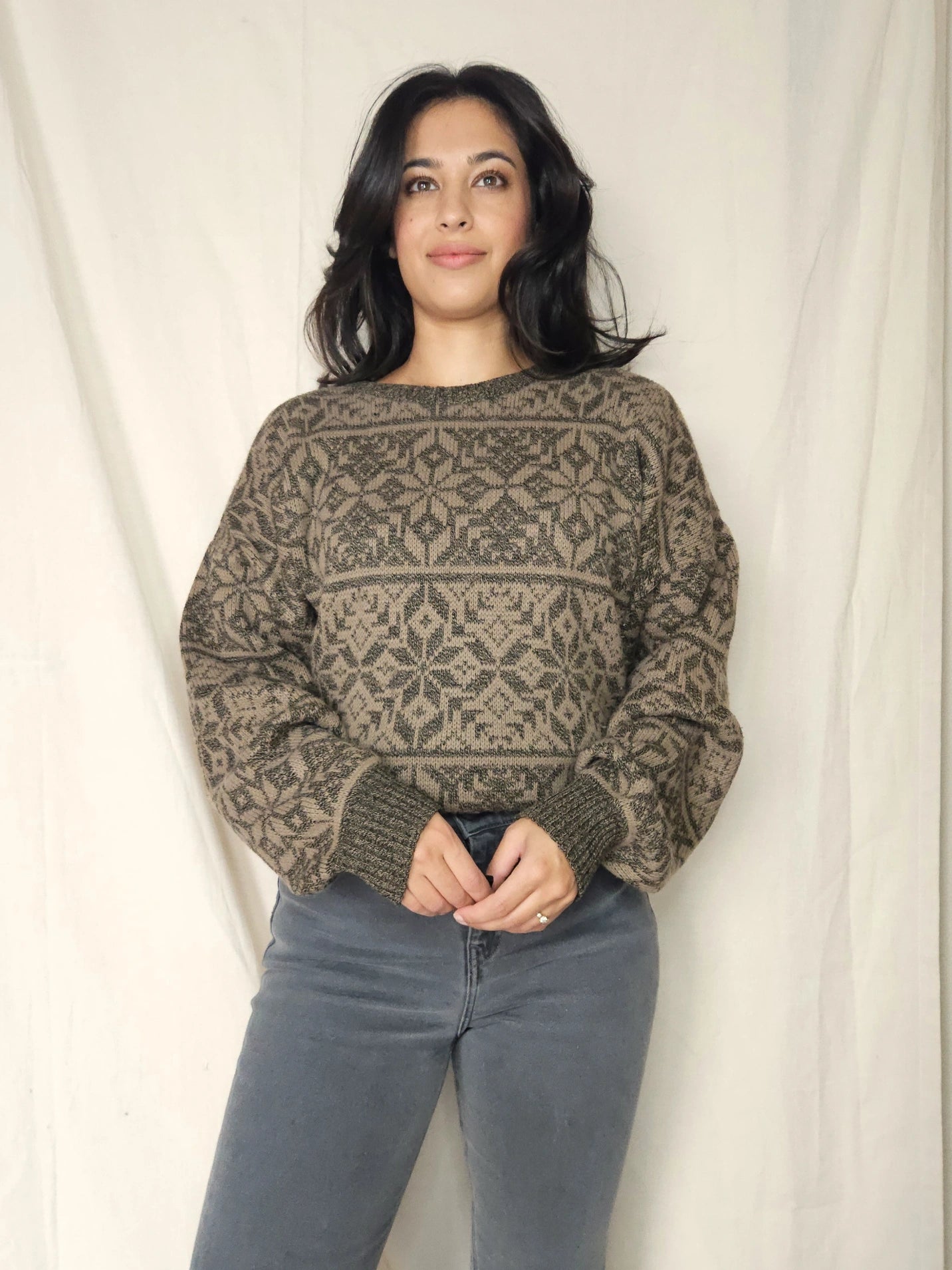 Vintage trui Snowflake Patterns | free size