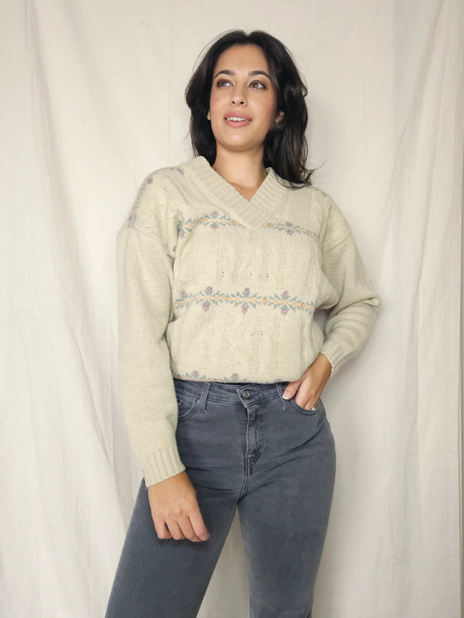 Vintage trui Cable Retro | free size