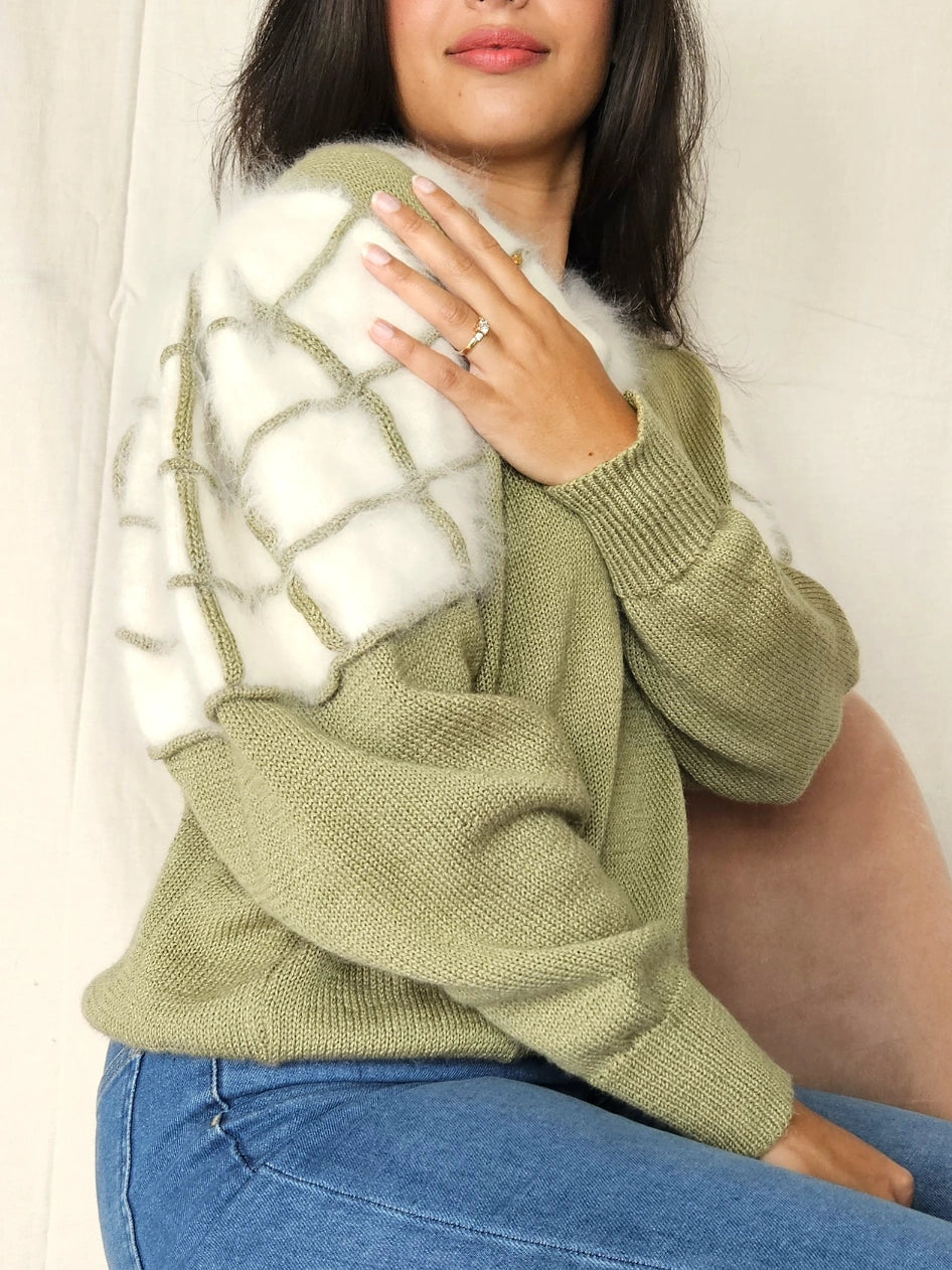 Vintage trui Matcha Angora | XL