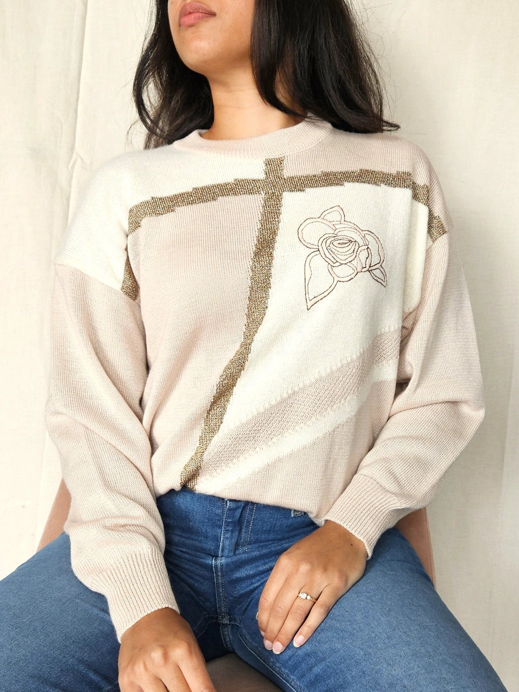 Vintage trui Angora Pink  | L